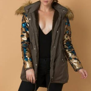 Sequin Sleeved Parka / Jacket